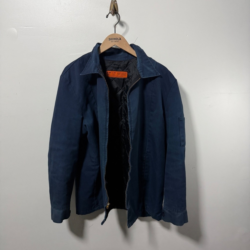 Vintage UniFirst Work Jacket L Navy Blue Distressed Lightweight Canvas Coat